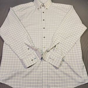 Jos. A. Bank Lt. Blue/Dark Blue/Green and White Checkered Button Down Shirt